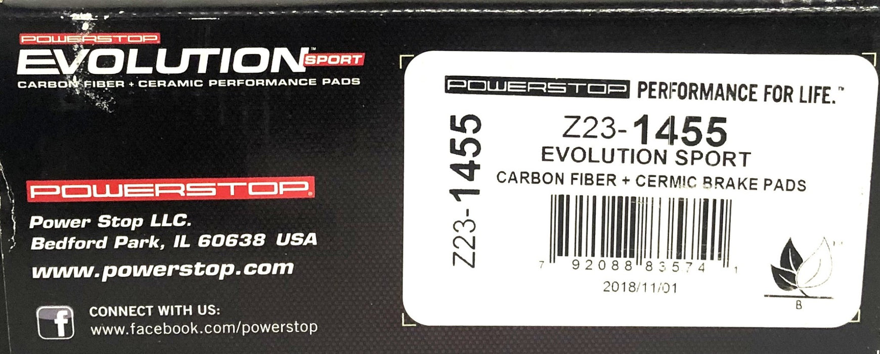 PowerStop Evolution Sport Carbon Fiber And Ceramic Brake Pads Z23-1455 NOS