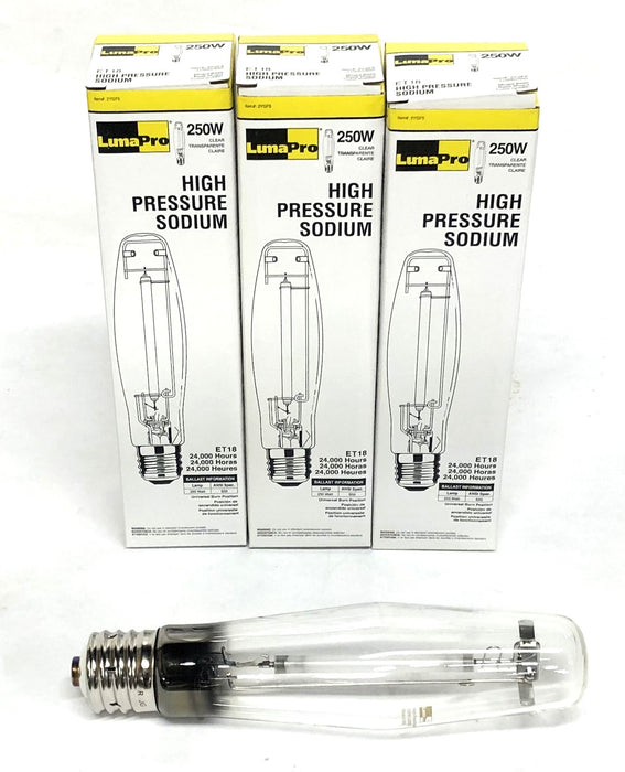 LumaPro 250W High Pressure Sodium Lamp ET18 (2YGF5) [Lot of 3] NOS