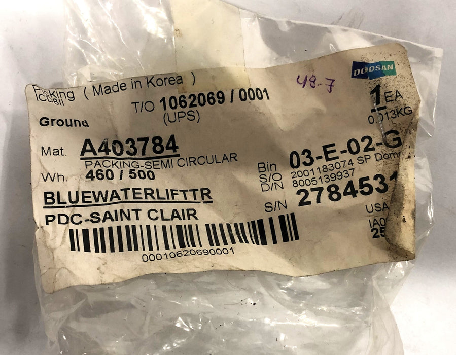 Doosan Semi Circular Packing A403784 NOS