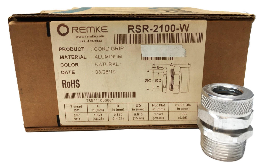 Remke 3/4" Aluminum Cord Grip RSR-2100-W Case (27pcs) NOS