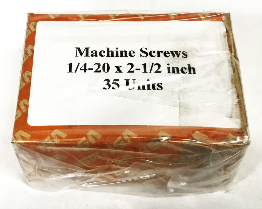 Unbranded 1/4-20 x 2-1/2 Slotted Round Head Machine Screw [Lot of 35] NOS