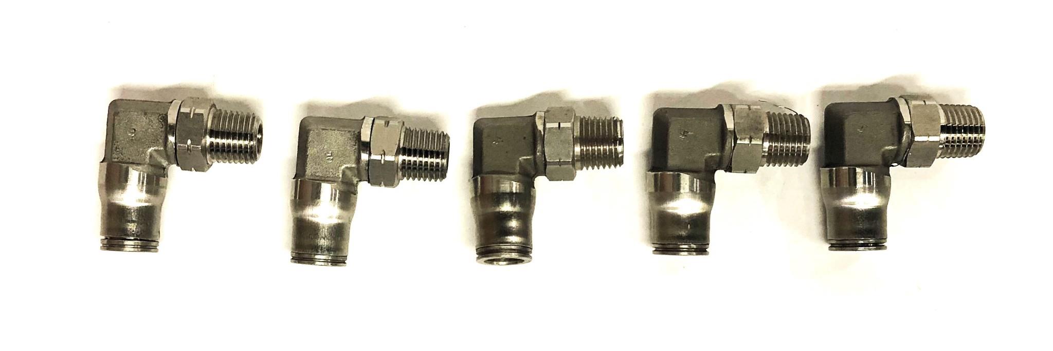 Unbranded 1/4 IN Male 3/8 IN Female 90 Degree Elbow Fitting 18TPI [Lot of 5] NOS