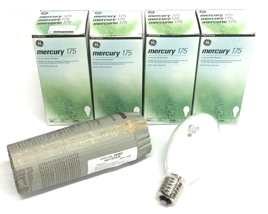 GE 7800 Lumens 175 Watts Deluxe White Coated Bulb Mercury 175 [Lot of 4] NOS