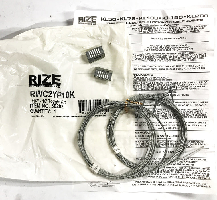 RIZE Enterprises 10 inch Cable Toggle Kit RWC2YP10K [Lot of 3] NOS