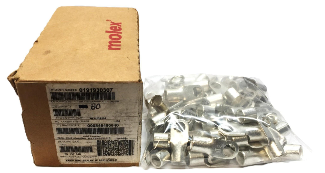 Molex G-375-38 Straight Barrel Terminal Connector Box (80pcs) 0191930307 NOS