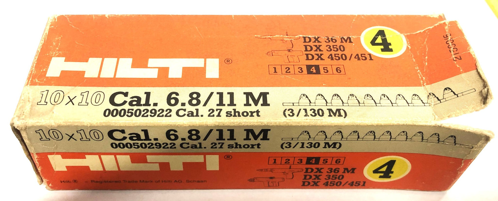 Hilti 100pc 10X10 Cal. 6.8/11M 4 Safety Boosters 3/130M .27 Short (00502922) NOS