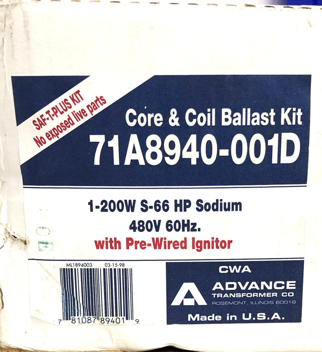 Philips Advance 1-200W S-66 HP Sodium Core And Coil Ballast Kit 71A8940-001D NOS