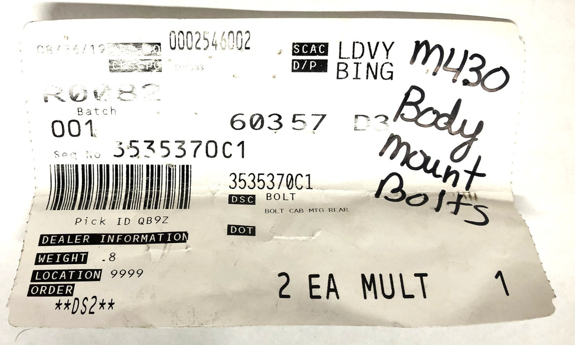 Navistar International Bolt Assembly 3535370C1 [Lot of 2] NOS