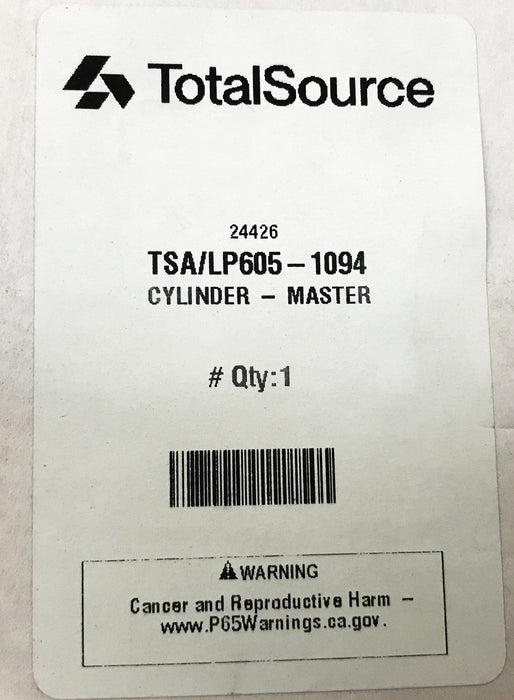 Total Source Forklift Master Cylinder LP605-1094 NOS