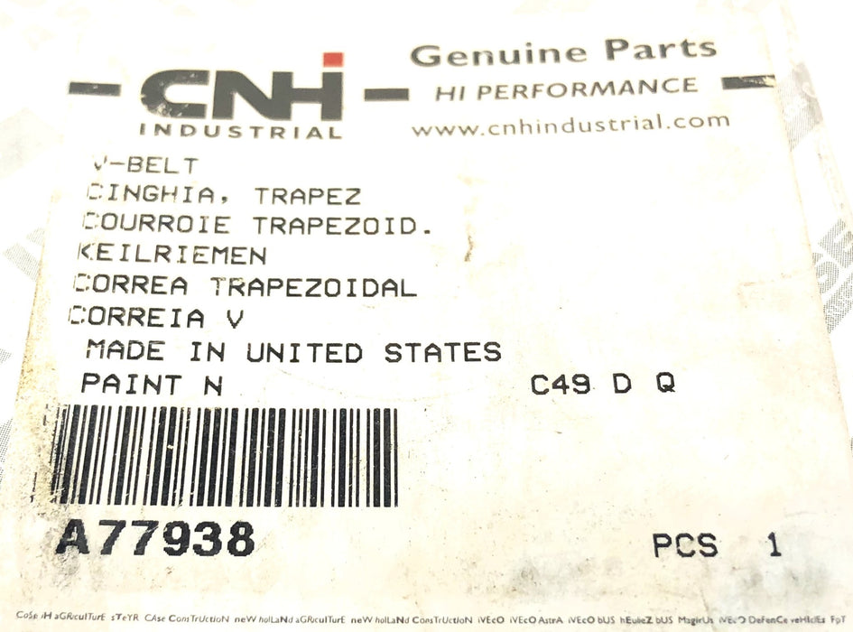 Alternator/Engine Fan Belt For CNH A77938 NOS