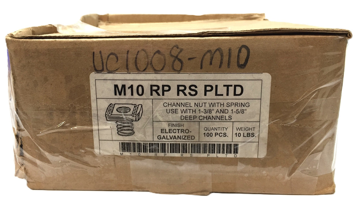 Unbranded Channel Nut with Spring Box (100pcs) M10 RP RS PLTD (UC1008-M10) NOS