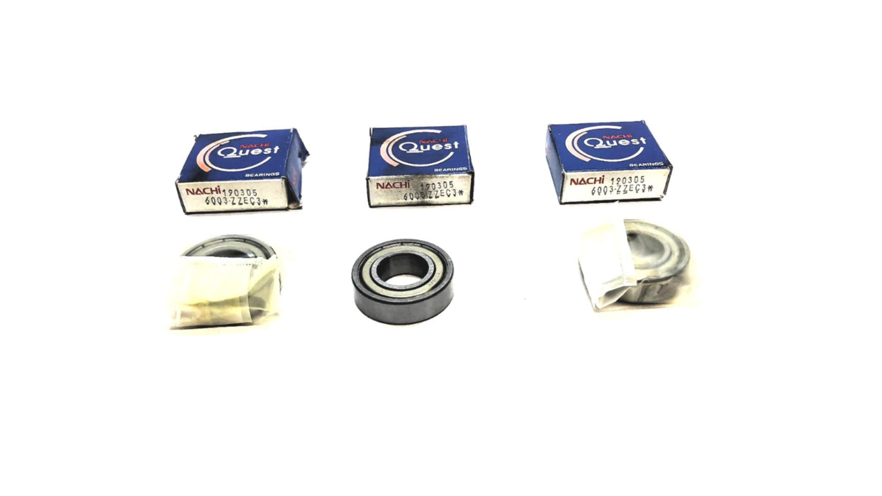 Nachi Deep Groove Ball Bearing 6003-ZZEC3 (6003ZE) [Lot of 3] NOS