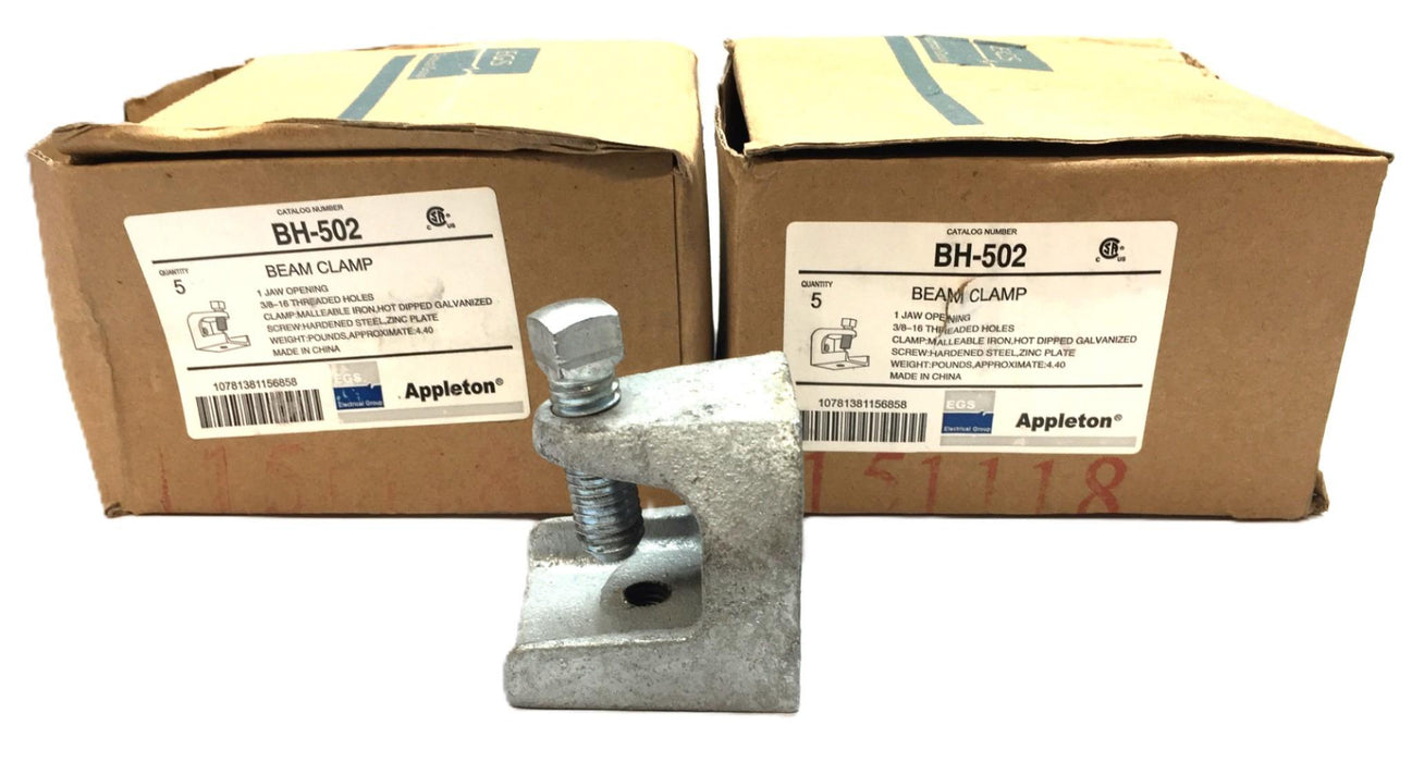 Appleton 3/8"-16 Malleable Iron 1-Jaw Clamp Pack (5pcs) [Lot of 2] BH-502 NOS