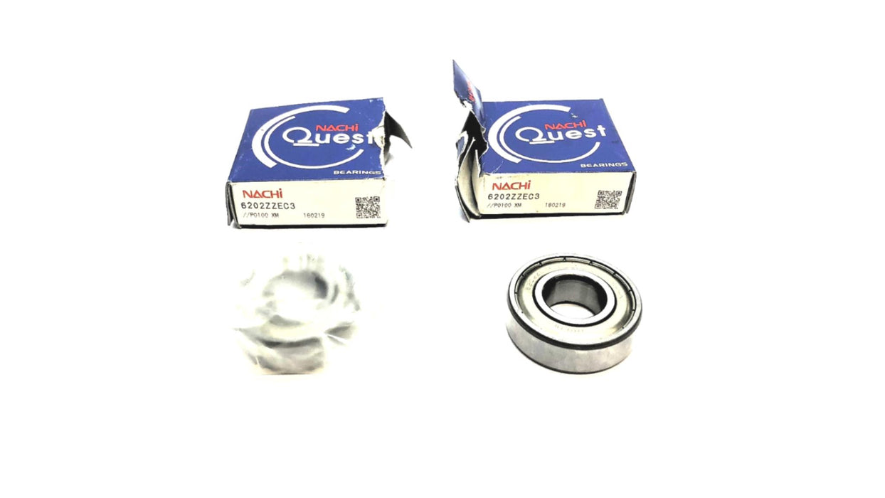 Nachi Deep Groove Ball Bearing 6202ZZEC3 (6202ZEC3) [Lot of 2] NOS