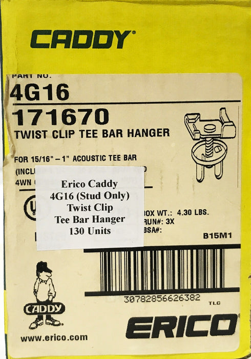 Erico Caddy Twist Clip Tee Bar Hanger (Stud Only) 4G16 [Lot of 130] NOS