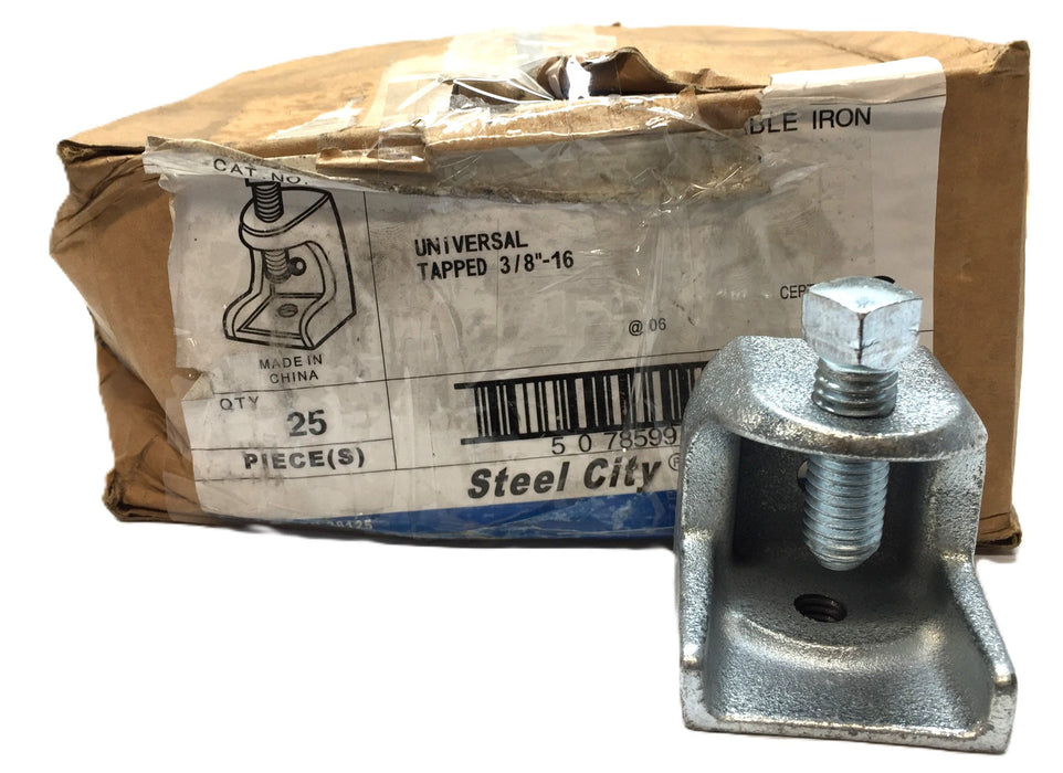 Thomas & Betts 3/8"-16 Galvanized Malleable Iron Beam Clamp Case (25pcs) 502 NOS
