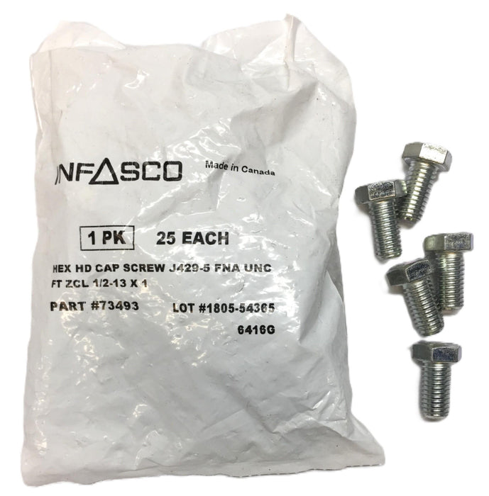 Infasco Hex HD Cap Screw J429-5 FNA UNC FT ZCL 1/2"-13 x1" [Lot of 30] 73493 NOS