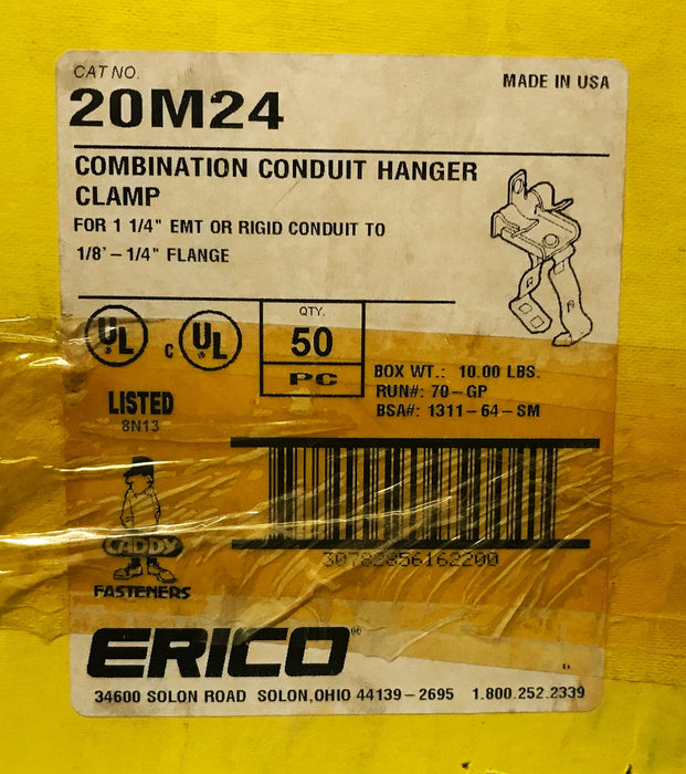 Erico Caddy Combination Conduit Hanger Clamp 20M24 [Lot of 50] NOS