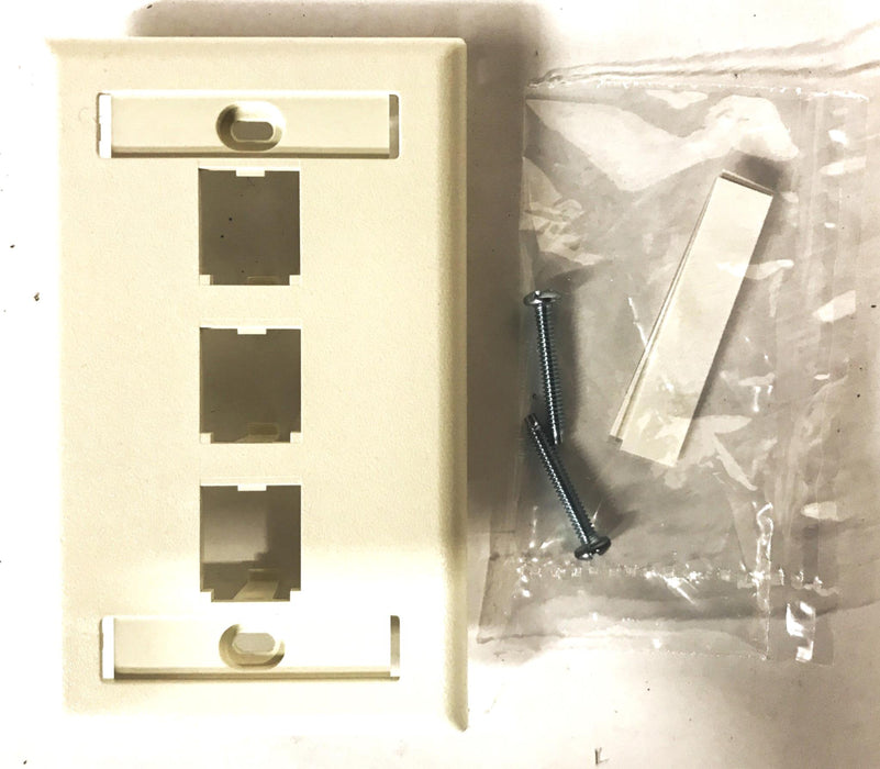 Panduit White Plastic 1-Gang 3-Port Faceplate CFPL3IWY [Lot of 8] NOS