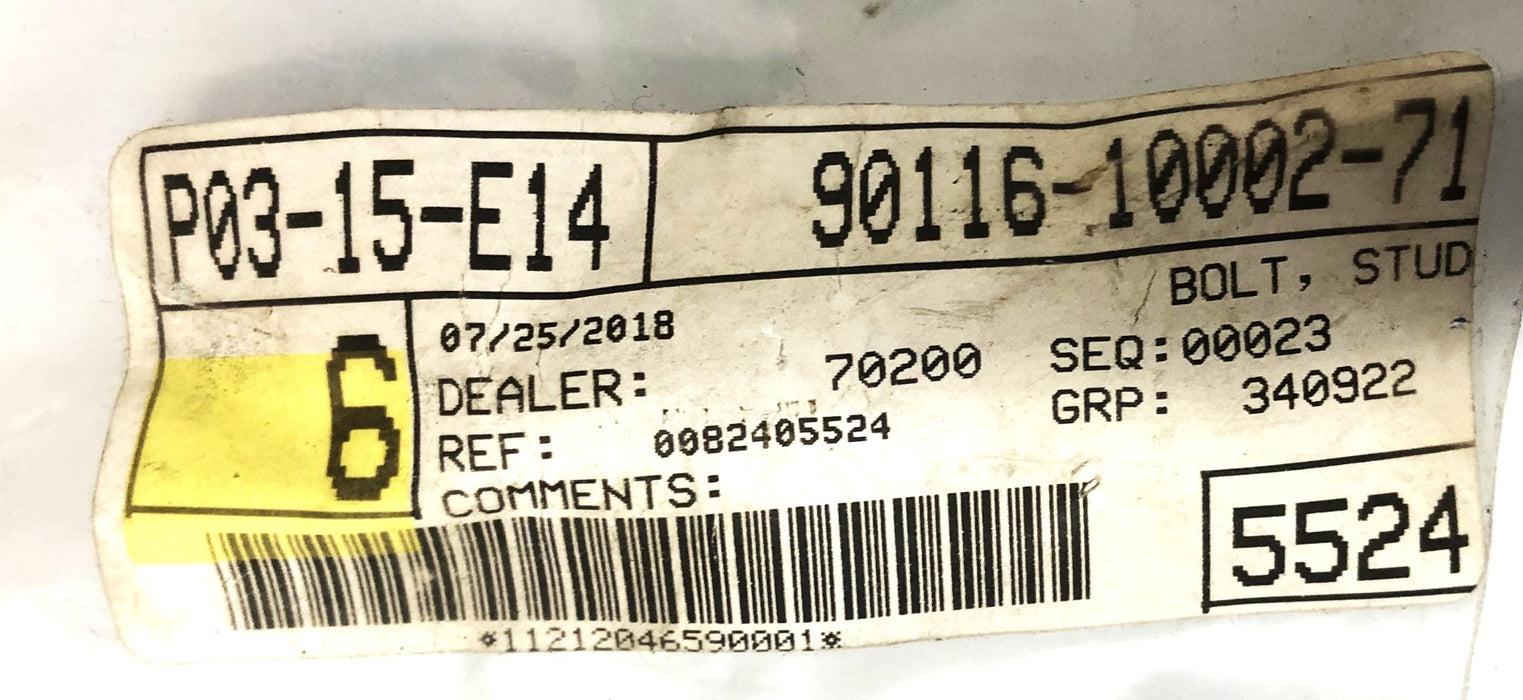 Unbranded Stud Bolt 90116-10002-71 [Lot of 6] NOS