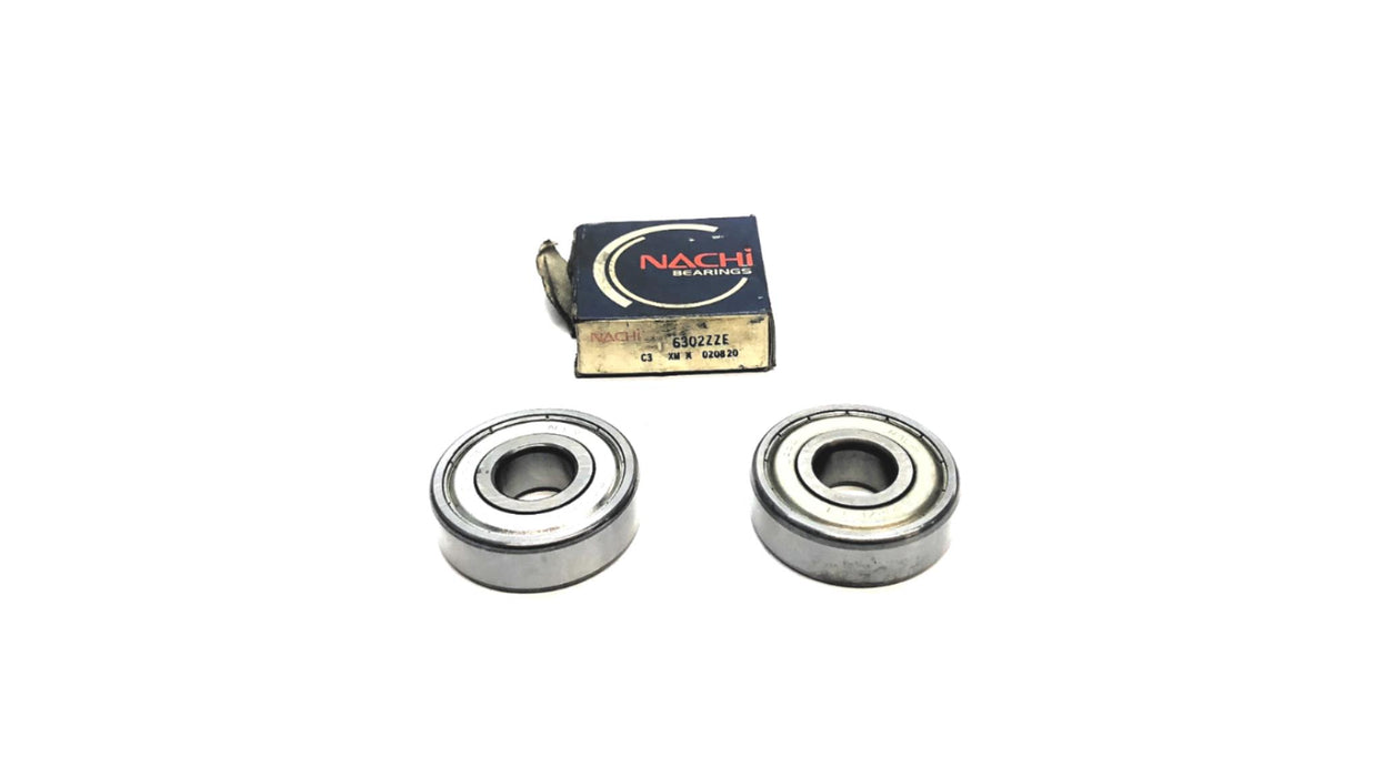 Nachi Single Row Ball Bearing 6302ZZEC3 (6302ZC3) [Lot of 2] NOS