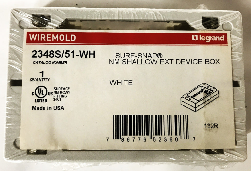 Wiremold Shallow Device Box White 2348S/51WH [Lot of 5] NOS