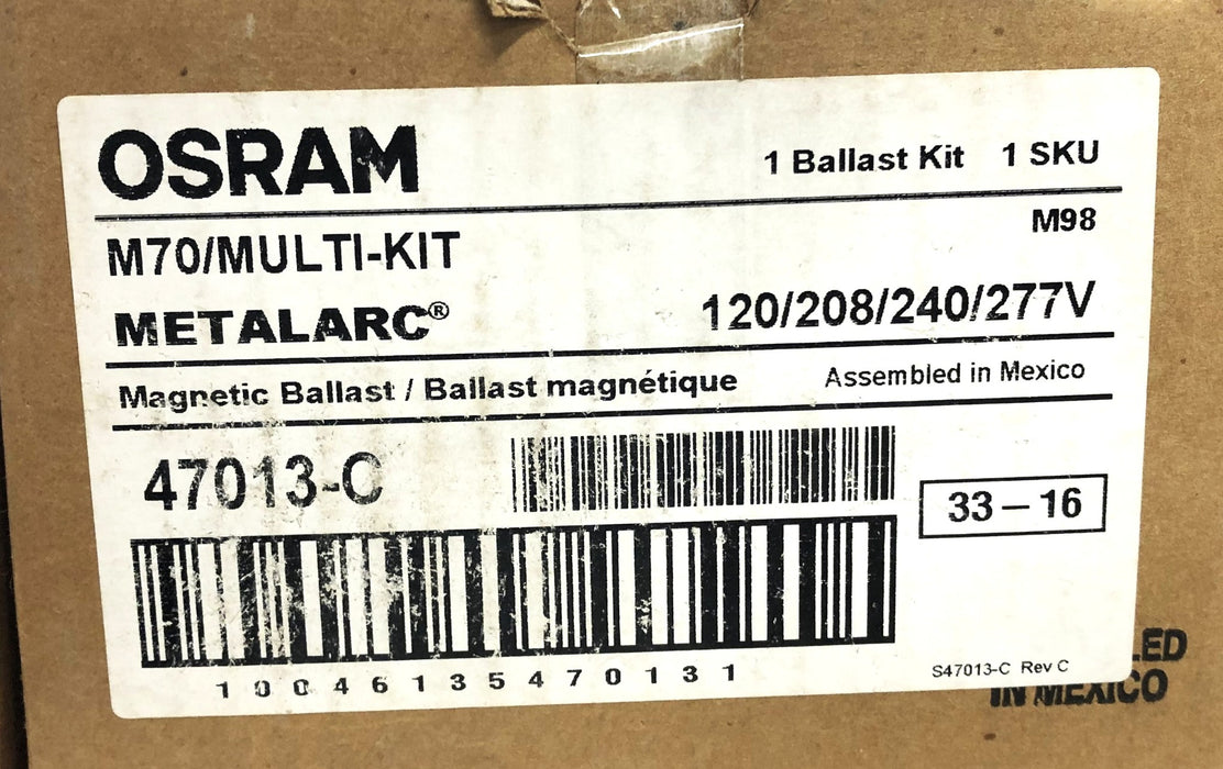 Osram Metalarc M70/MUTLI-KIT 120/208/240/277V Magnetic Ballast 47013-C NOS