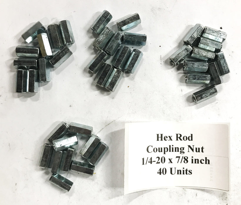 Unbranded 1/4-20 x 7/8 inch Hex Rod Coupling Nut [Lot of 40] NOS