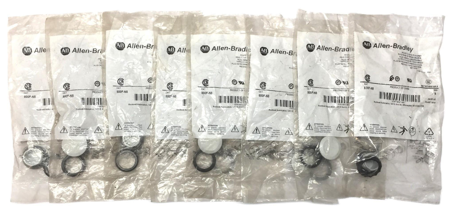 Allen-Bradley 800F-N8 Series A Round Closing Plug Grey [Lot of 8] NOS