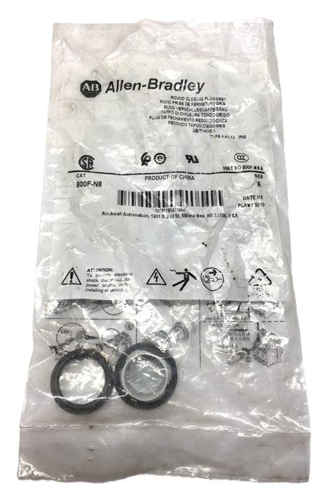 Allen-Bradley 800F-N8 Series A Round Closing Plug Grey [Lot of 8] NOS