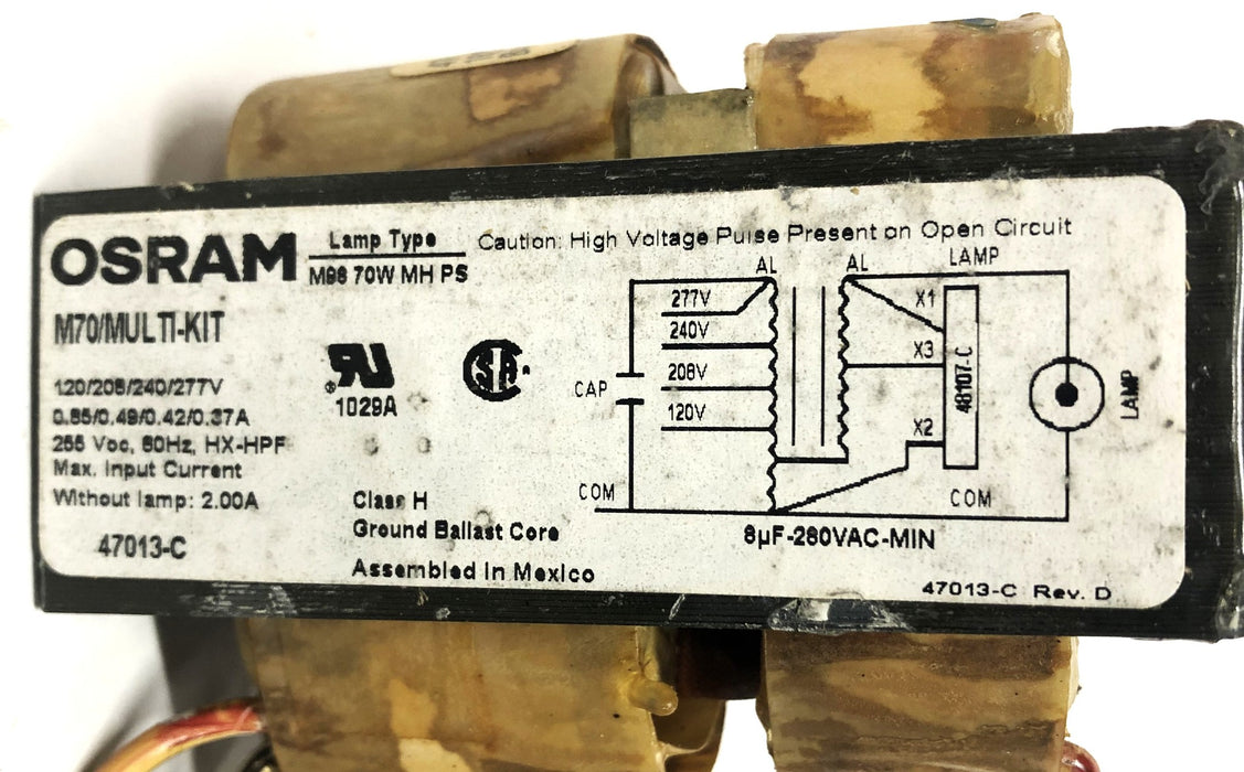 Osram Metalarc M70/MUTLI-KIT 120/208/240/277V Magnetic Ballast 47013-C NOS