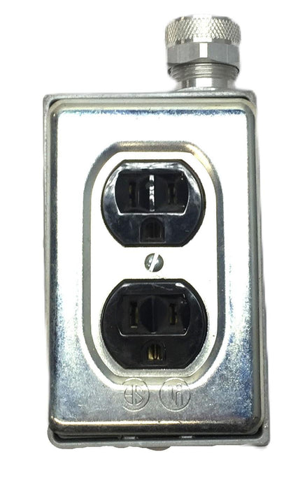 Red-dot 4-1/2" x 2-3/4" Gang Box with Electrical Receptacle and Cable Gland USED
