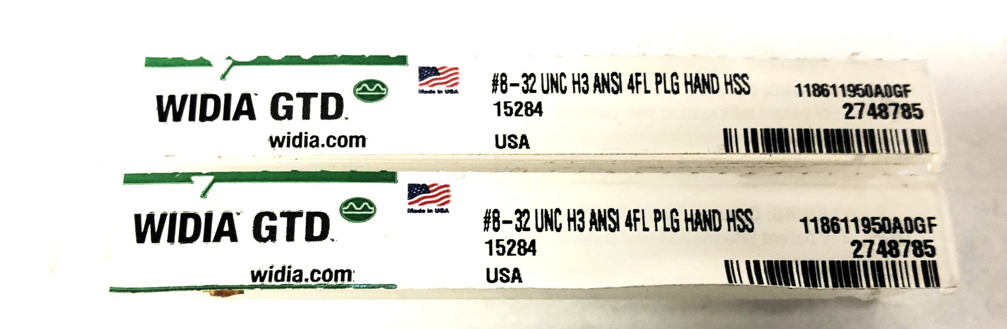 Widia GTD 8-32UNC H3 ANSI 4FL PLG Hand HSS 15284 [Lot of 2] NOS