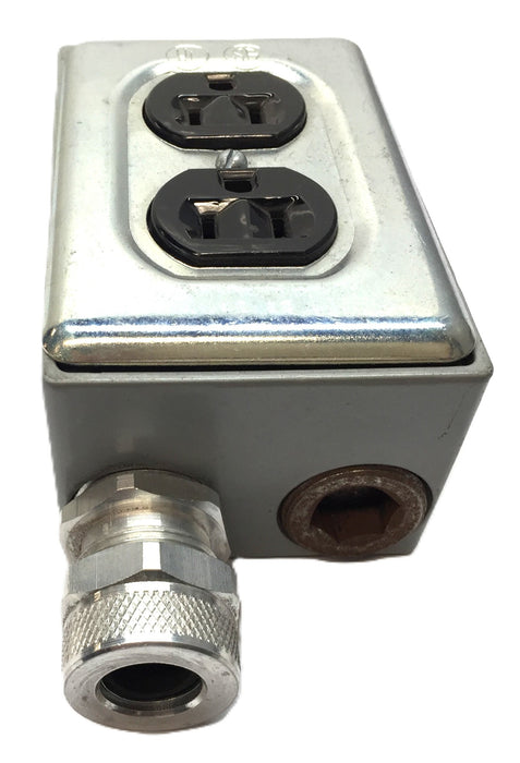 Red-dot 4-1/2" x 2-3/4" Gang Box with Electrical Receptacle and Cable Gland USED