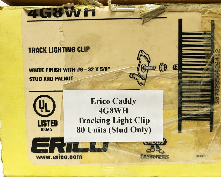 Erico Caddy White Twist Track Lighting Clip (Stud Only) 4G8WH [Lot of 80] NOS