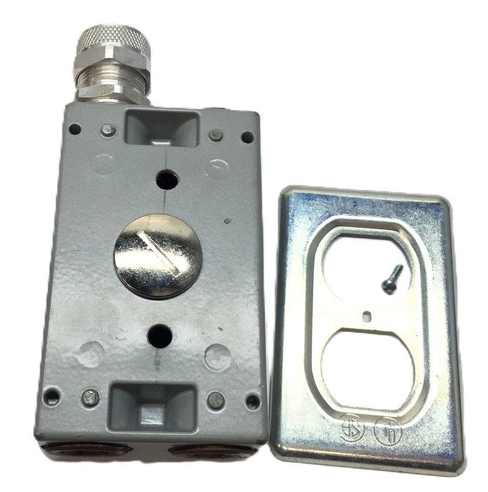 Red-dot 4-1/2" x 2-3/4" Gang Box with Electrical Receptacle and Cable Gland USED