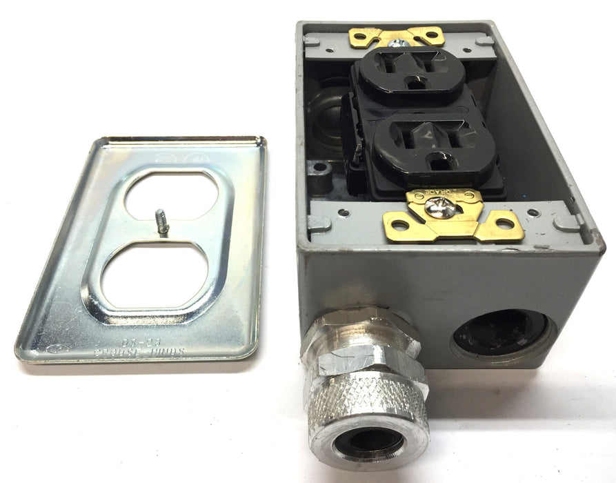 Red-dot 4-1/2" x 2-3/4" Gang Box with Electrical Receptacle/Cable Gland(3) USED
