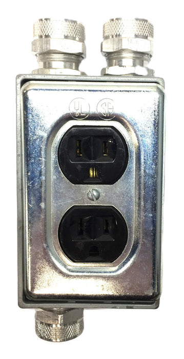 Red-dot 4-1/2" x 2-3/4" Gang Box with Electrical Receptacle/Cable Gland(3) USED