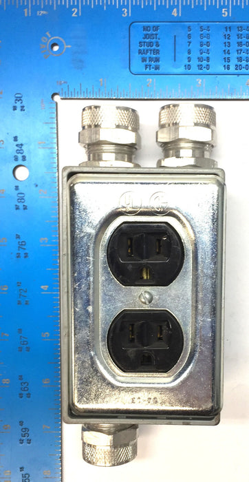 Red-dot 4-1/2" x 2-3/4" Gang Box with Electrical Receptacle/Cable Gland(3) USED