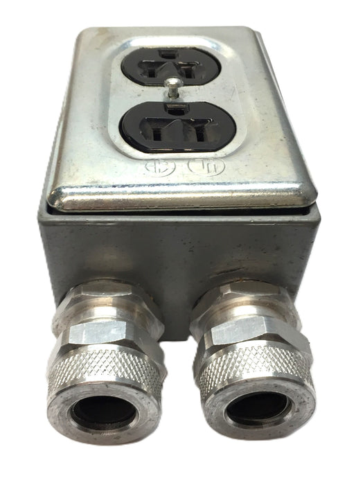 Red-dot 4-1/2" x 2-3/4" Gang Box with Electrical Receptacle/Cable Gland(2) USED