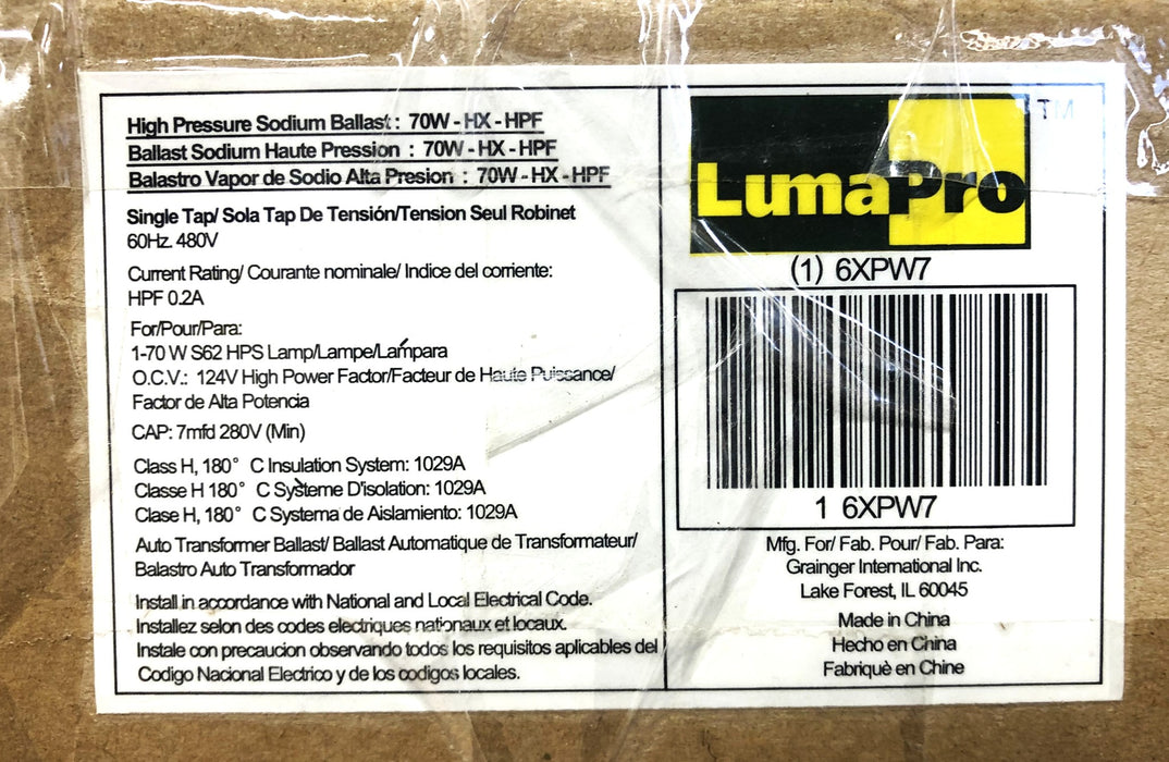 LumaPro High Pressure Sodium Ballast 6XPW7 NOS