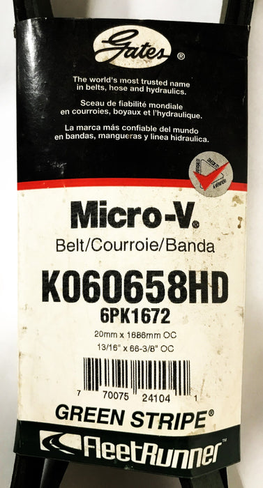 Gates FleetRunner Heavy Duty Micro-V Belt K060658HD NOS