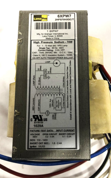 LumaPro High Pressure Sodium Ballast 6XPW7 NOS
