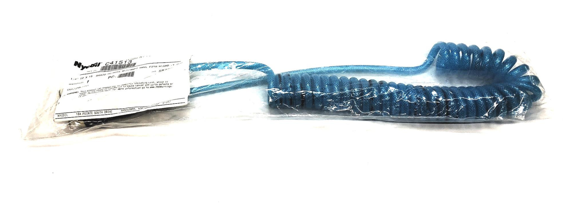 Nycoil 1/4" ID X 15' Braid PU Hose W/ 1/4 NPT SWVL Fits W/GRD - T.Blu C41513 NOS