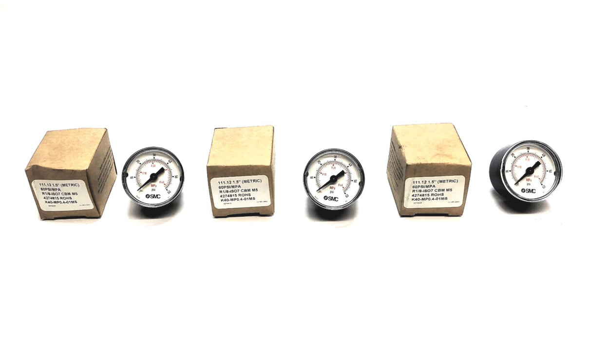 SMC/RoHS 111.12 1.5" Pressure Gauge 4274815 (R1/8-ISO7 CBM M5) [Lot of 3] NOS