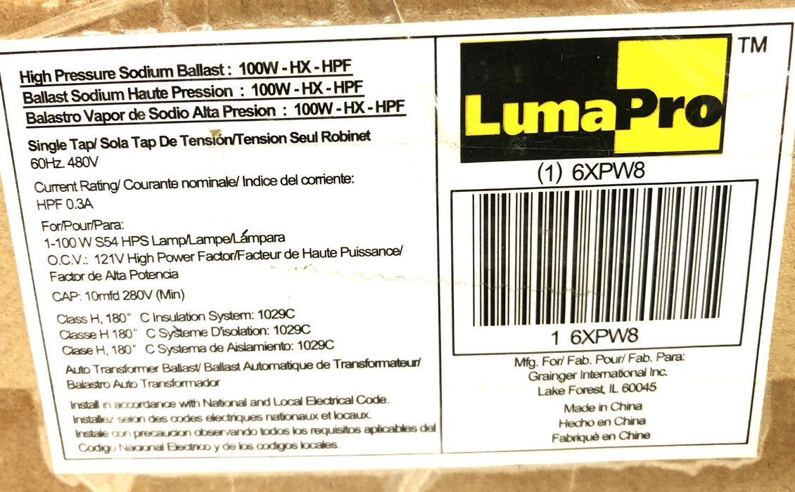 LumaPro High Pressure Sodium Ballast 6XPW8 NOS