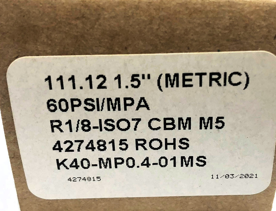 SMC/RoHS 111.12 1.5" Pressure Gauge 4274815 (R1/8-ISO7 CBM M5) [Lot of 3] NOS