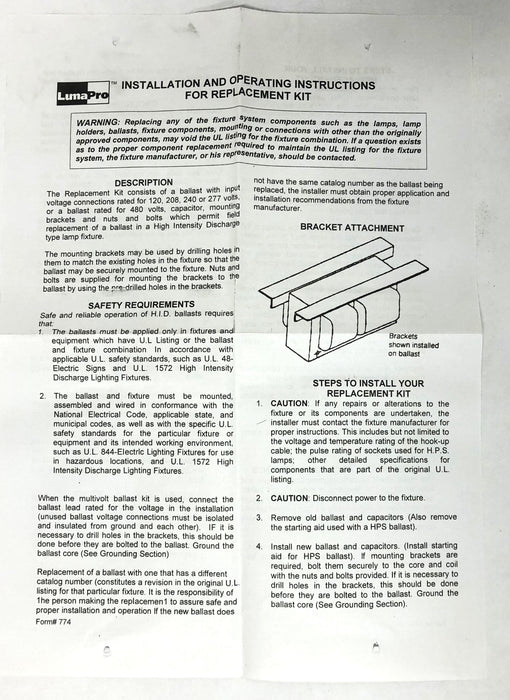 LumaPro High Pressure Sodium Ballast 6XPW8 NOS