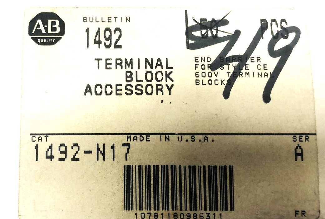 Allen-Bradley Series A Terminal Block End Barrier 1492-N17 [Lot of 35] NOS