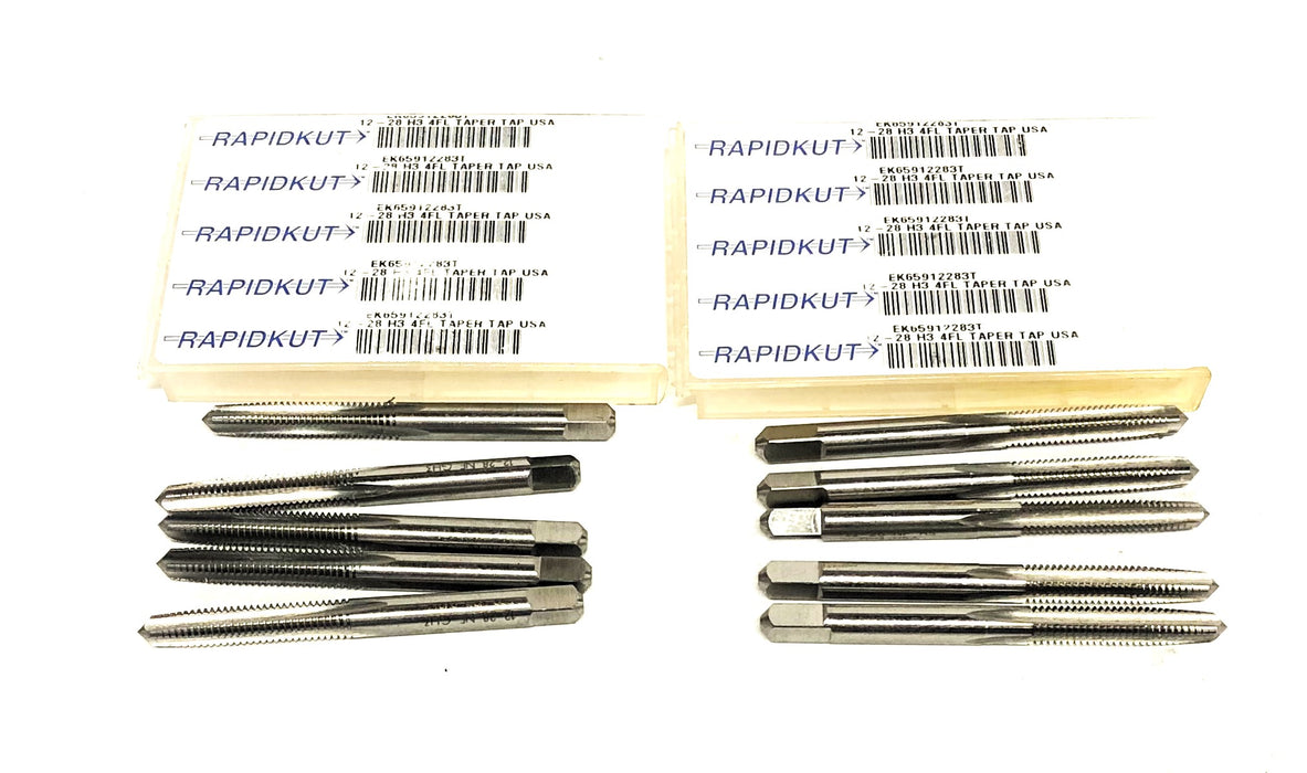 Rapidkut 5 Piece Set 12-28 H3 4FL Taper Tap EK65912283T [Lot of 2] NOS